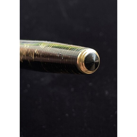 Vtg Parker Double Jewel Vacumatic 5" Dark Brown Gold Ringed Gold Nib PARKER USA - Picture 6 of 7